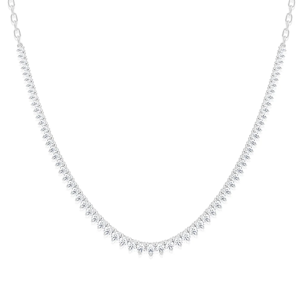 Luminesce Lab Grown 10ct White Gold Tennis Necklace in 5 Carat Diamond