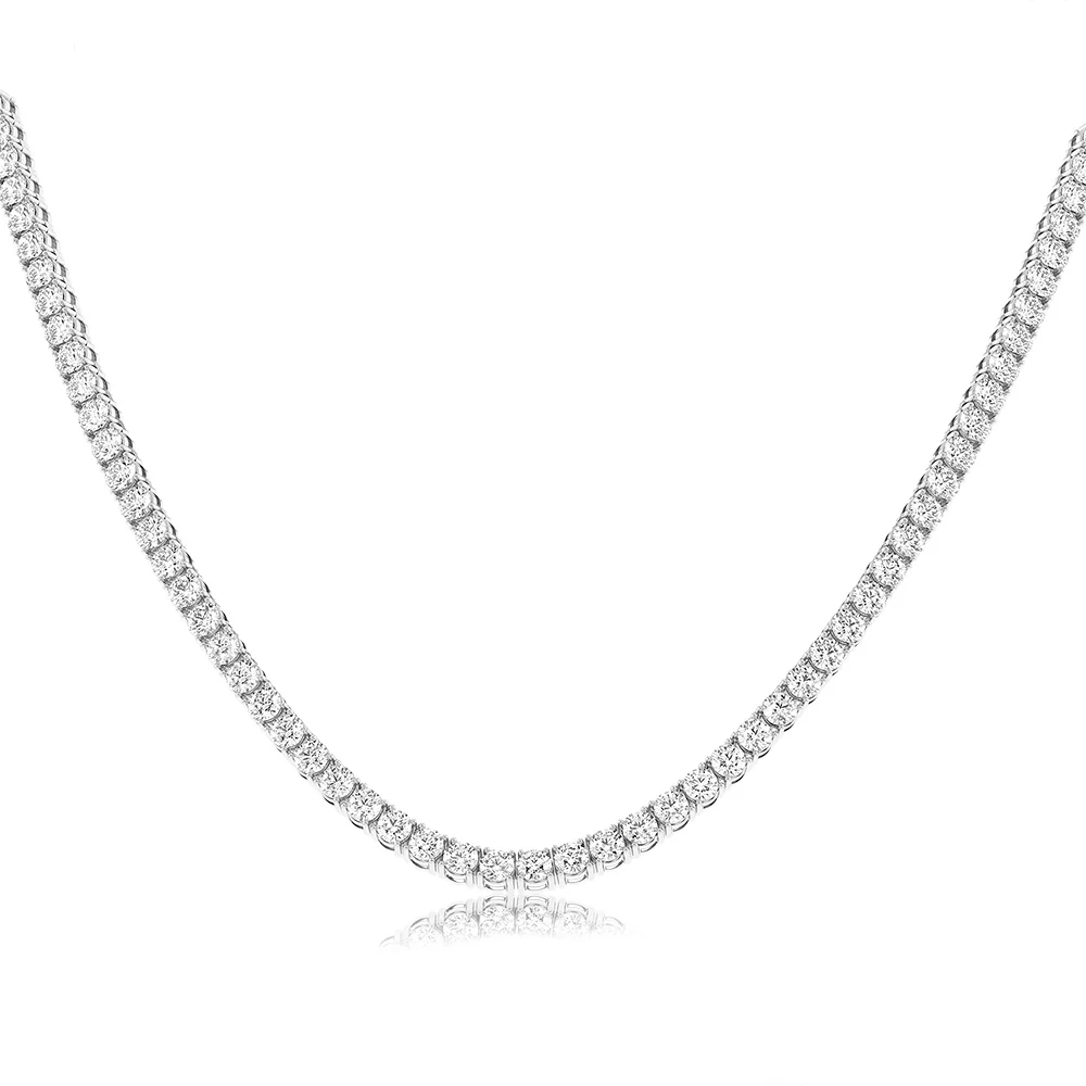 Luminesce Lab Grown 12 Carats Diamond Tennis Necklace in 9ct White Gold - Image 5