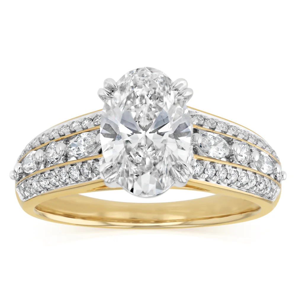 Luminesce Lab Grown 2 Carat Diamond Ring in 9ct Yellow and White Gold