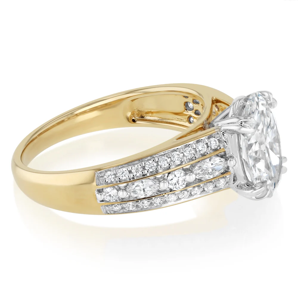 Luminesce Lab Grown 2 Carat Diamond Ring in 9ct Yellow and White Gold - Image 2