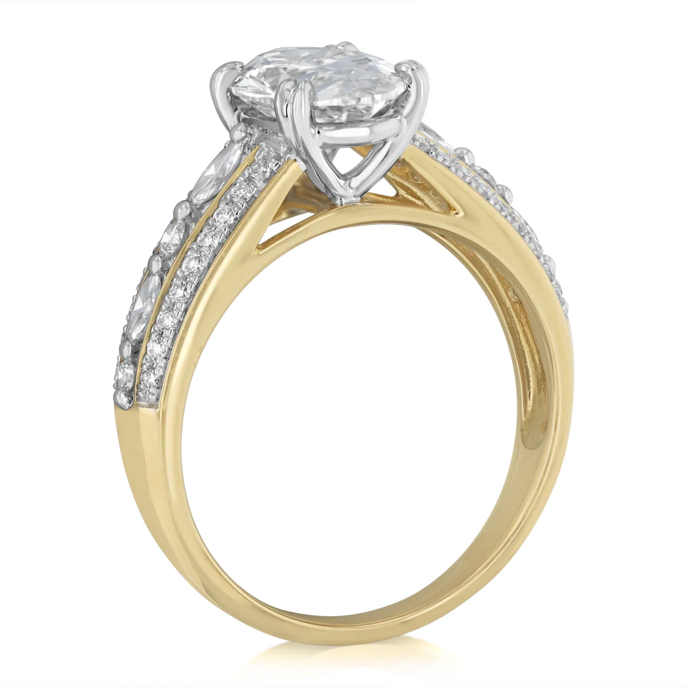 Luminesce Lab Grown 2 Carat Diamond Ring in 9ct Yellow and White Gold - Image 3