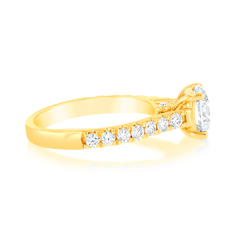 Luminesce Lab Grown 2 Carat Diamond Ring with 1.5 Carat Certified Centre Diamond in 18ct Yellow Gold - Image 2