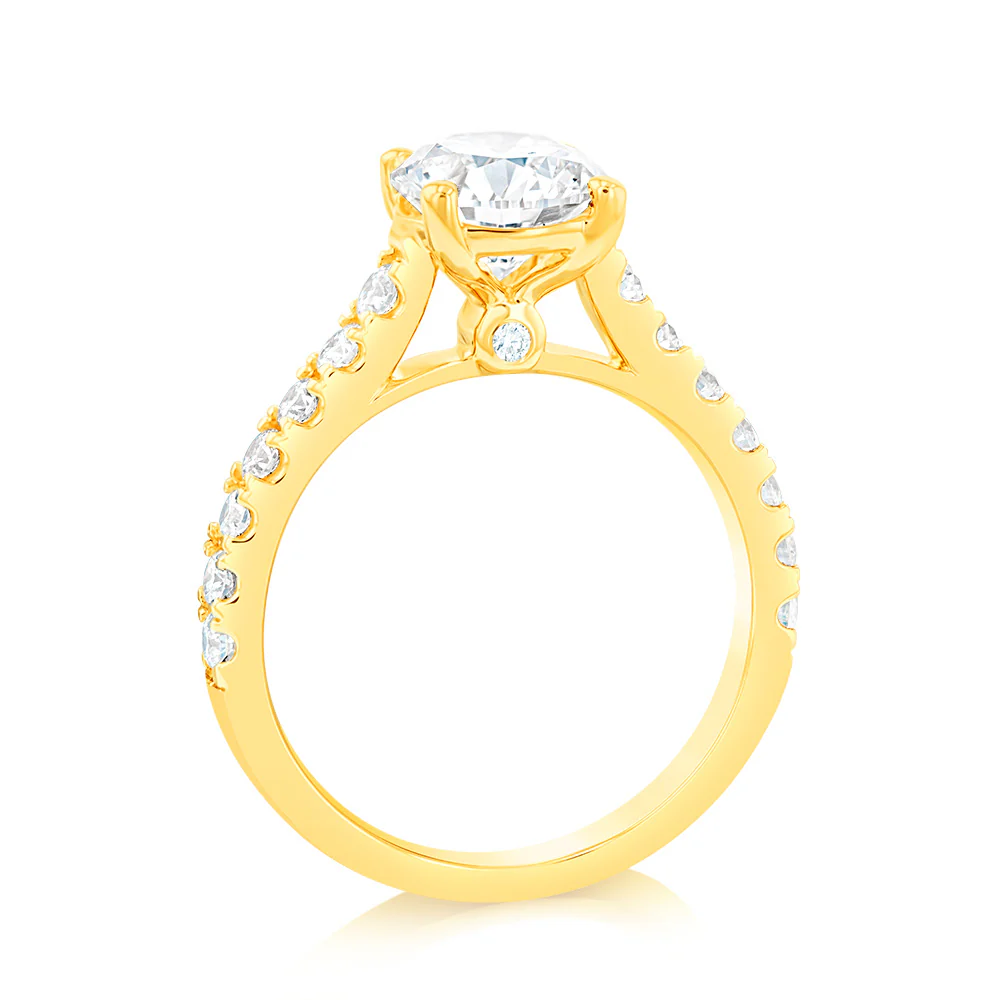 Luminesce Lab Grown 2 Carat Diamond Ring with 1.5 Carat Certified Centre Diamond in 18ct Yellow Gold - Image 3
