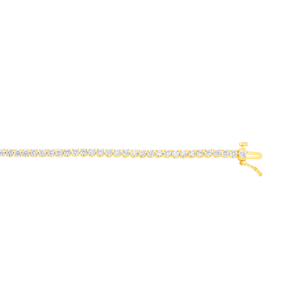 Luminesce Lab Grown 5 Carat Diamond 17.5cm Tennis Bracelet in Gold Plated Silver - Image 2