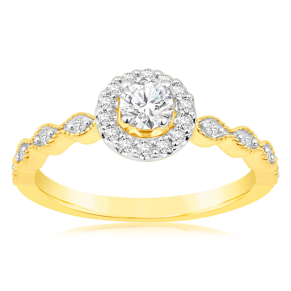 Luminesce lab Grown 9ct Yellow Gold 0.40 Carat Diamond Solitaire Fancy Ring