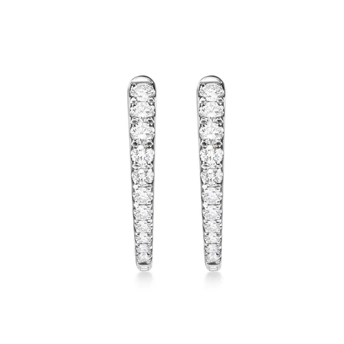 Memoire 18ct White Gold 0.30 Carat Diamond Imperial Hoop Earrings 16X14mm - Image 2