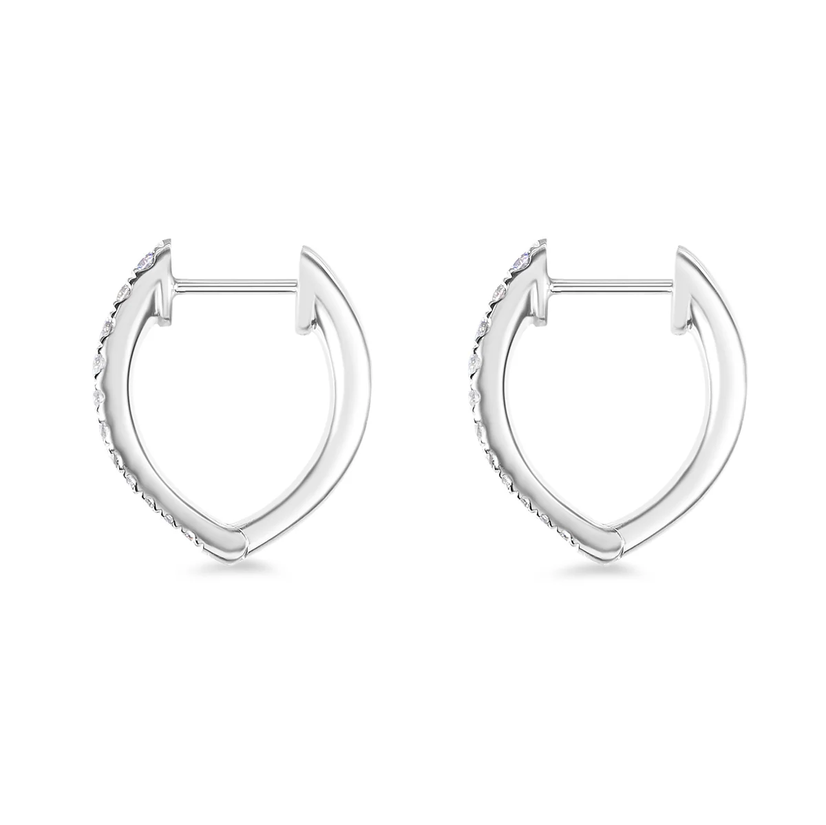 Memoire 18ct White Gold 0.30 Carat Diamond Imperial Hoop Earrings 16X14mm - Image 3