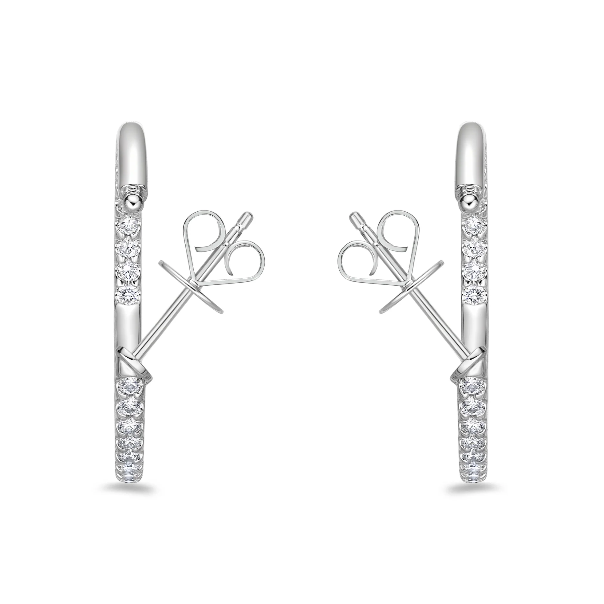Memoire 18ct White Gold 1 Carat Diamond Odessa Hoop Earrings 24x24mm - Image 2