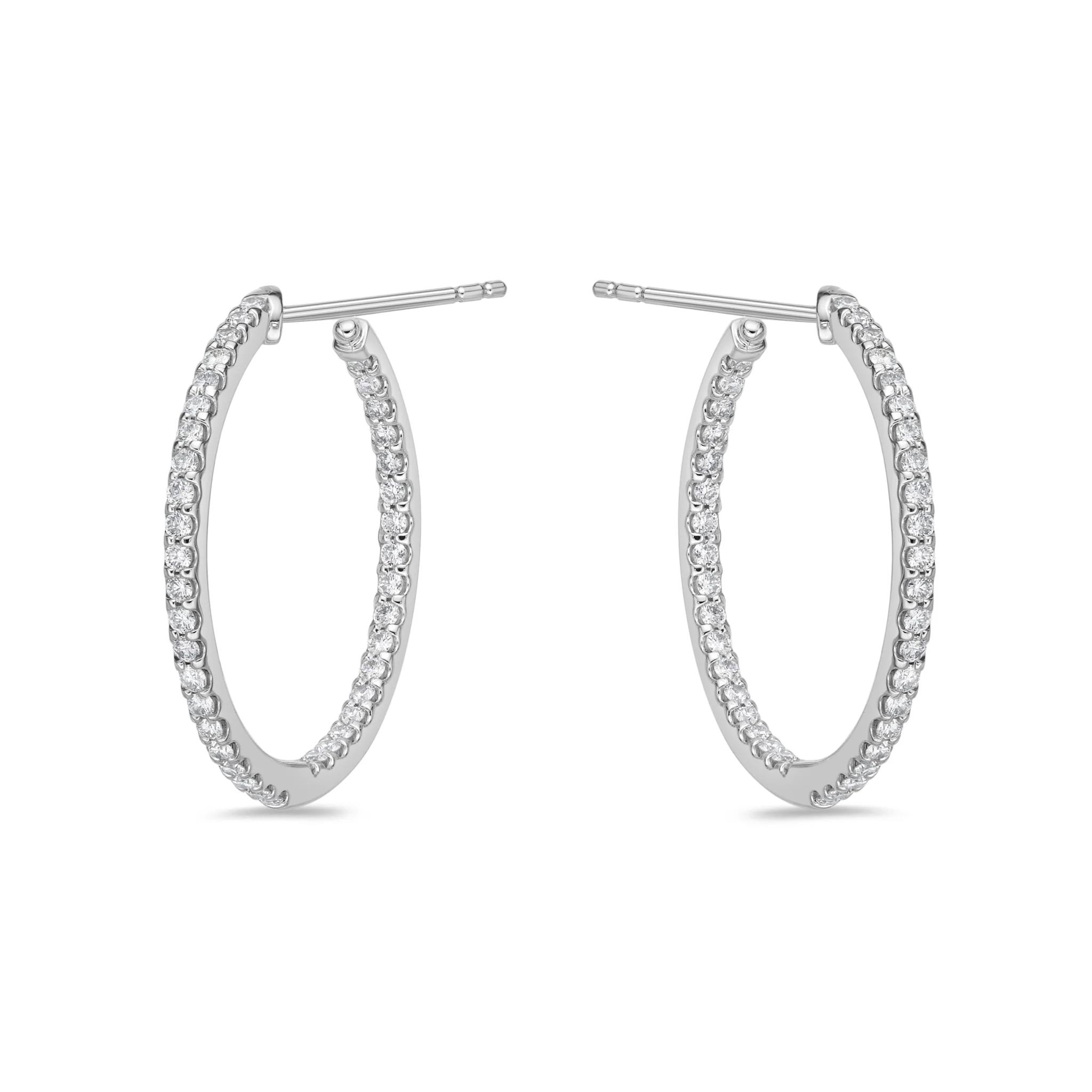 Memoire 18ct White Gold 3/4 Carat Diamond Odessa Hoop Earrings 24x24mm