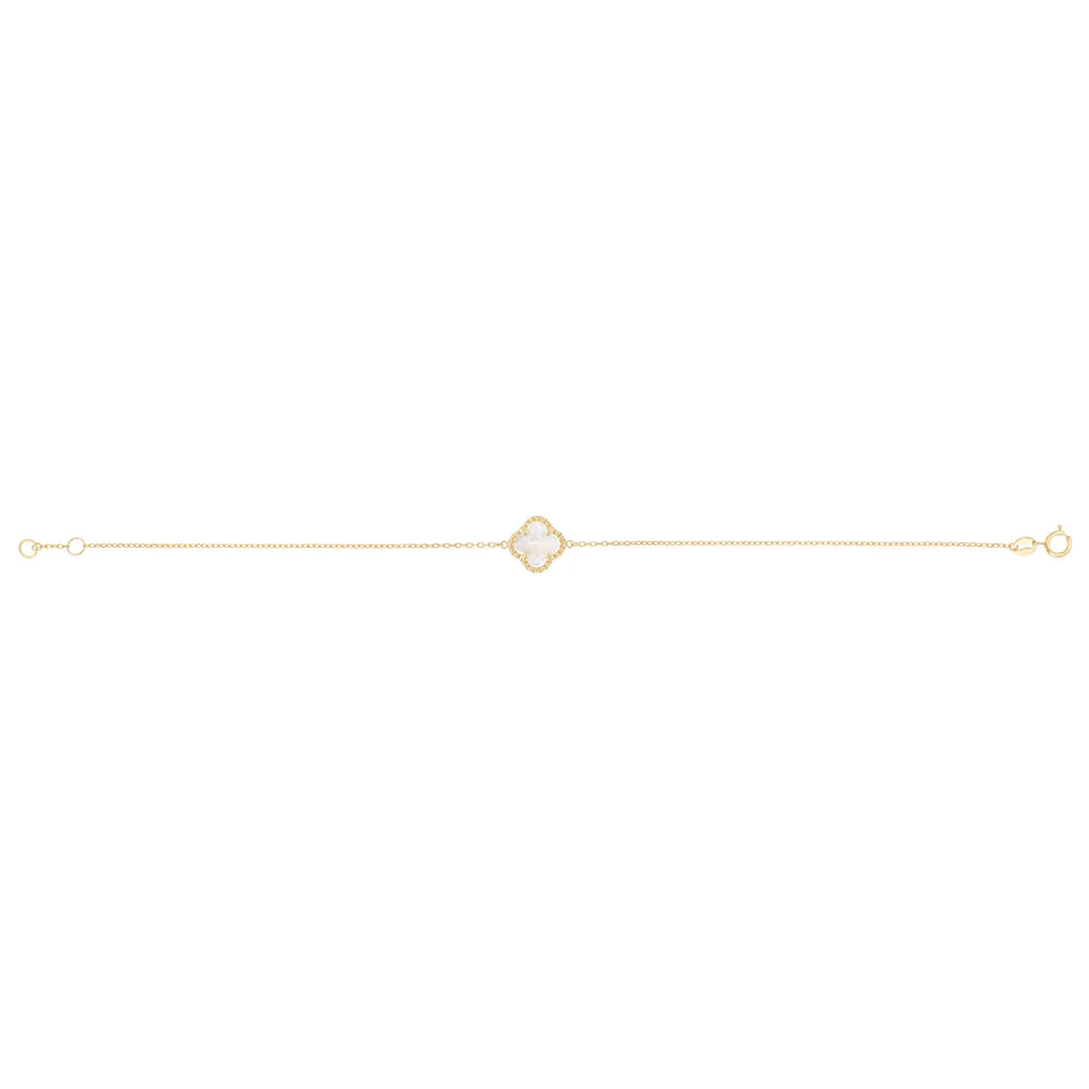 Mother of Pearl Clover Adjustable 19cm Bracelet in 9ct Yellow Gold - Image 2