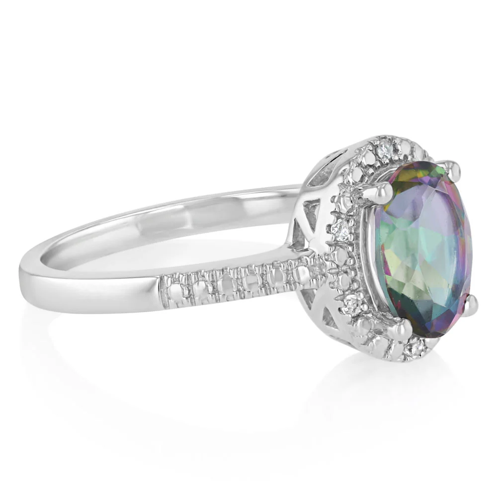 Mystic Topaz and Diamond Ring in Sterling Silver - Image 2