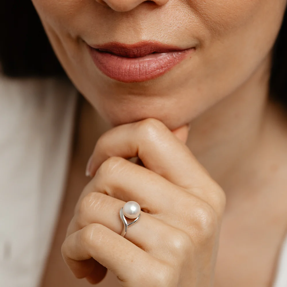 Pearl & Diamond Ring in Sterling Silver - Image 3