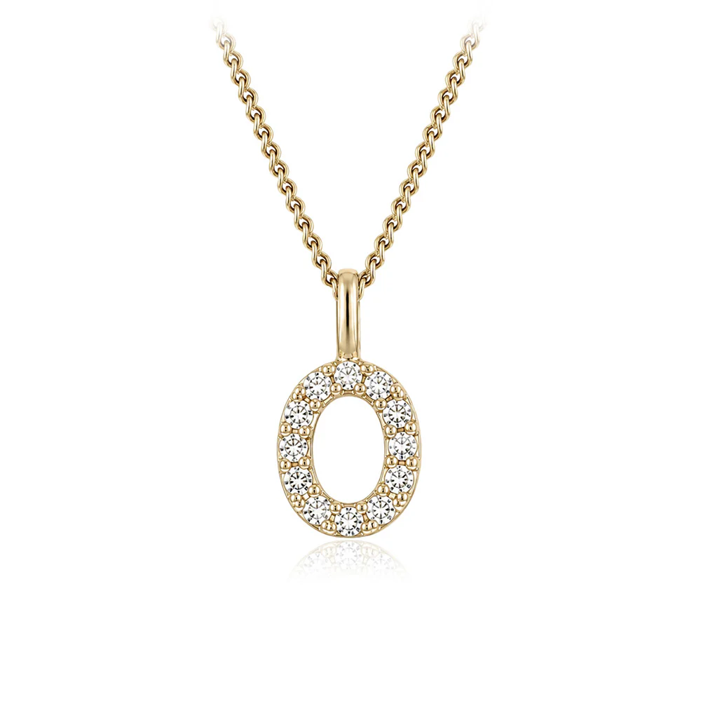 Personalised 9ct Yellow Gold Initial O Pendant with Luminesce Lab Grown Diamonds