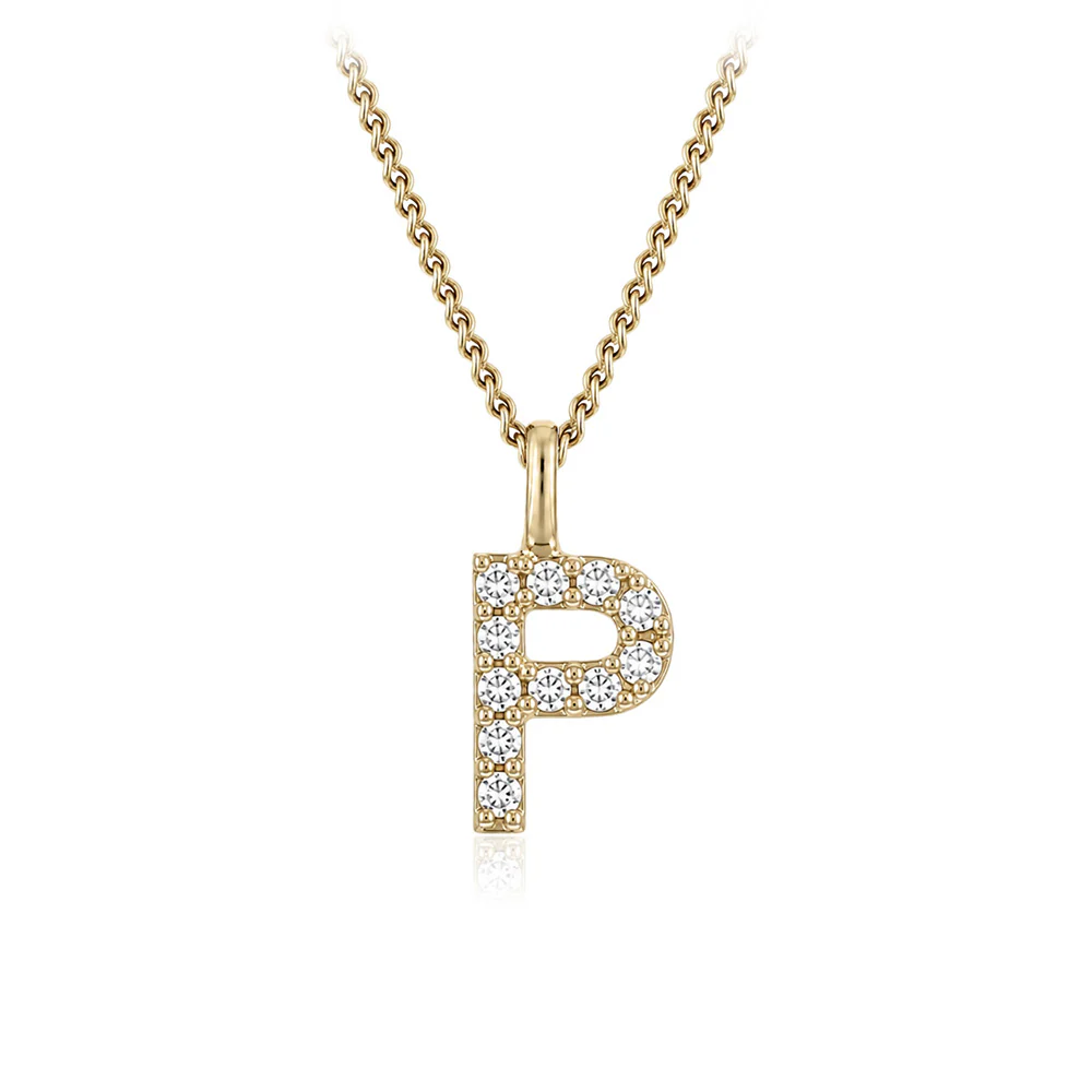 Personalised 9ct Yellow Gold Initial P Pendant with Luminesce Lab Grown Diamonds