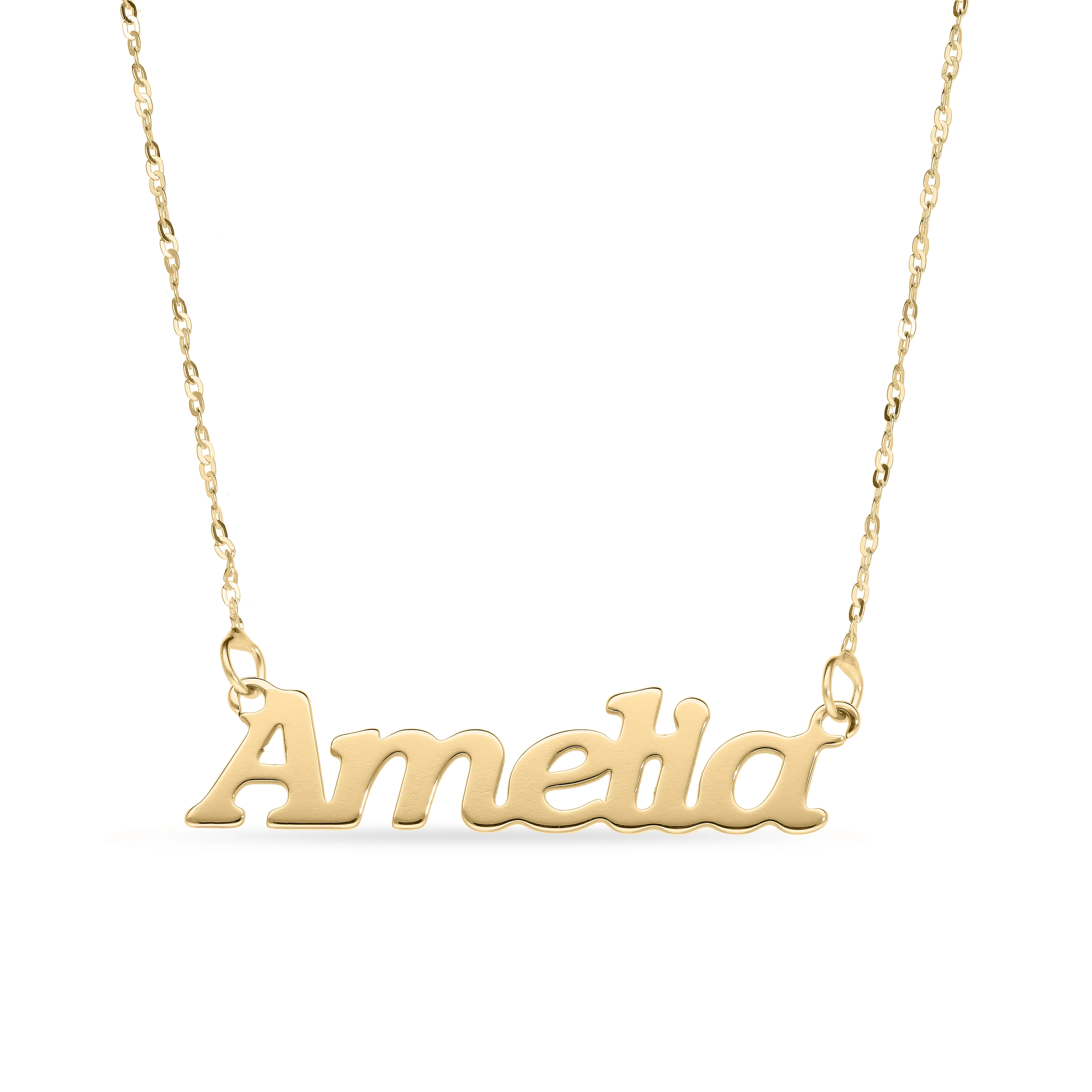 Personalised 9ct Yellow Gold Signature Name Name Necklace - Block Font - Image 2