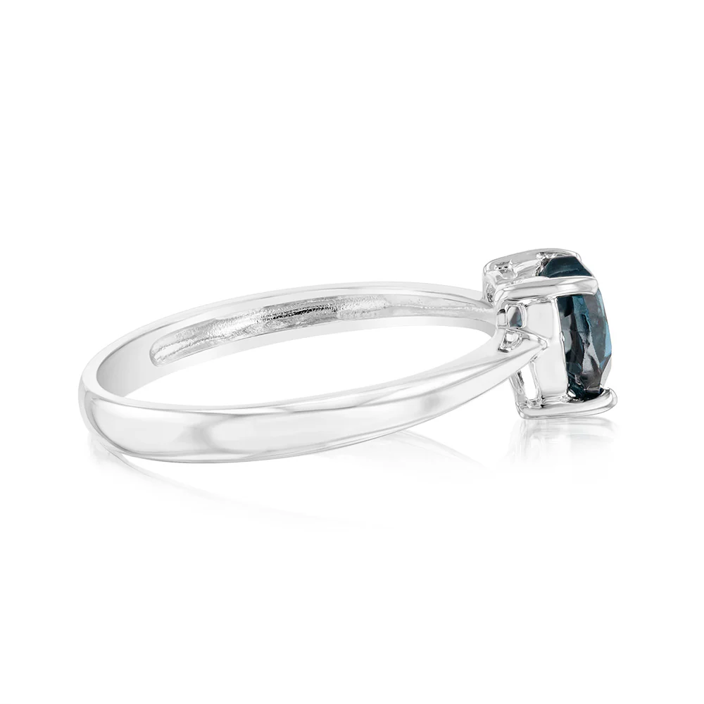 Sterling Silver 0.90Ct Natural London Blue Topaz Heart Shaped Ring - Image 2