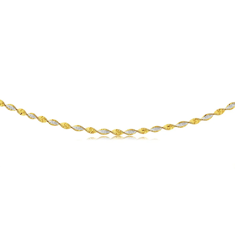 Sterling Silver And Gold Plated Two Tone Twisted Herringbone 45cm Chain - Image 2