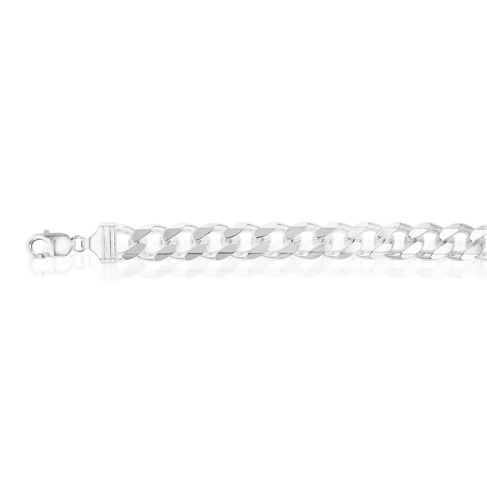 Sterling Silver Bevelled Curb 350 Gauge 24cm Bracelet - Image 2