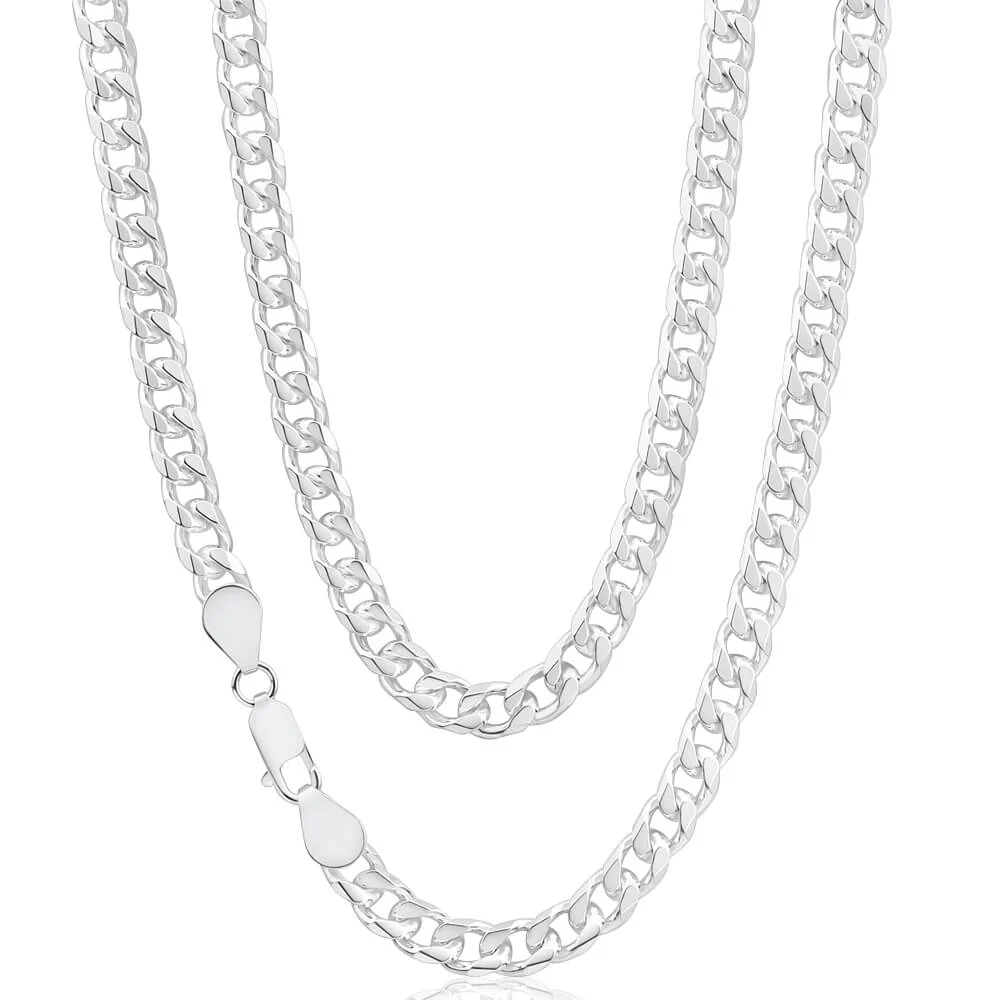 Sterling Silver Diamond Cut 55cm 200 Gauge Curb Chain