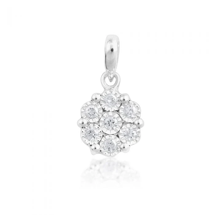 Sterling Silver Diamond Pendant on 46cm Chain