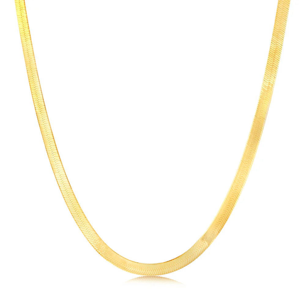 Sterling Silver Gold Plated Herringbone 40+5cm Chain