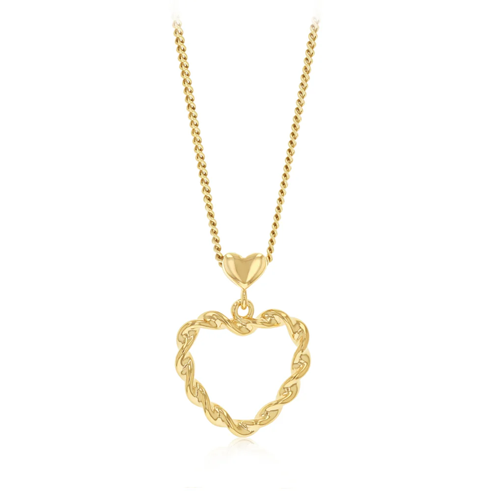 Sterling Silver Gold Plated Twisted Heart Pendant