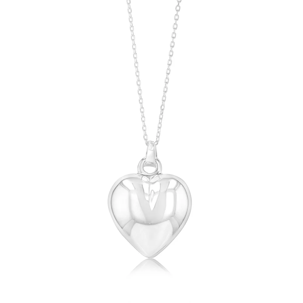 Sterling Silver Heart Pendant On 42+3cm Chain
