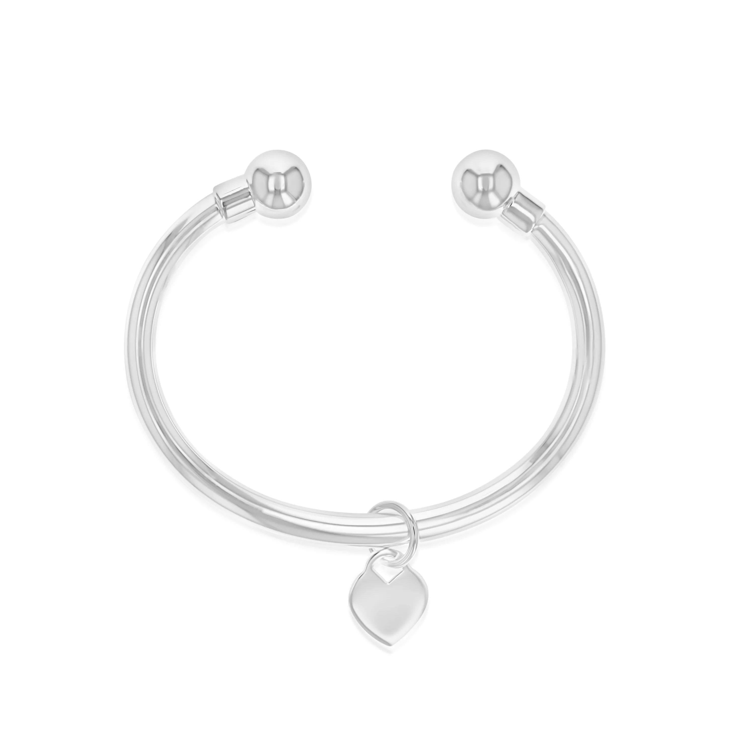 Sterling Silver Heart Torque Baby Bangle - Image 2