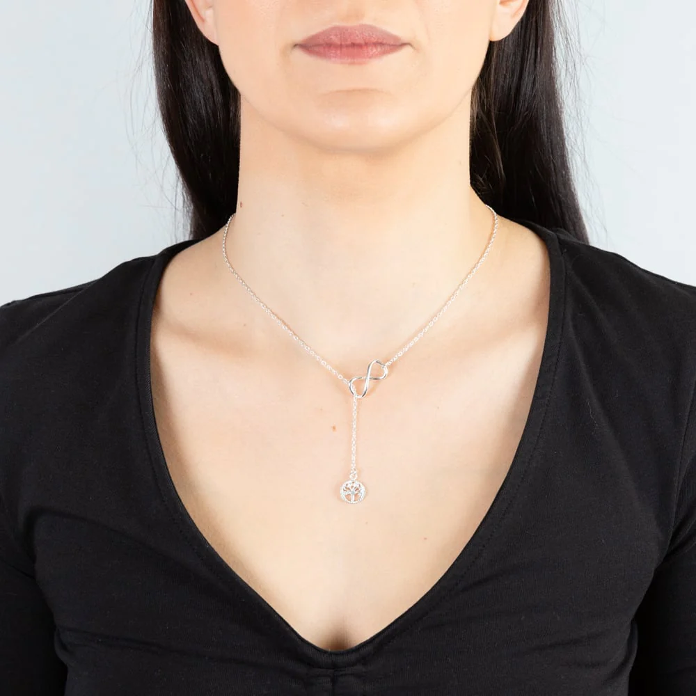 Sterling Silver Infinity And Tree Of Life Charm 45cm Chain - Image 3