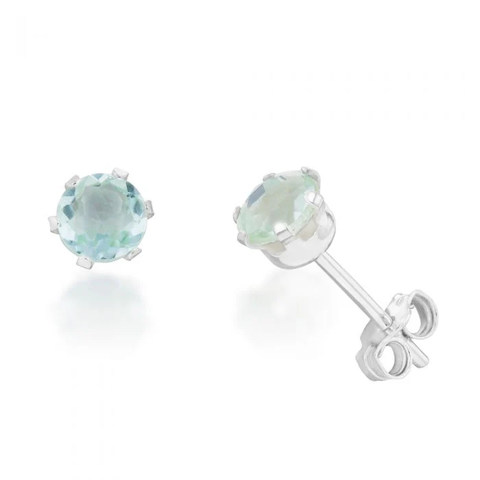 Sterling Silver Light Blue Crystal 5mm 6 Claw Studs SS
