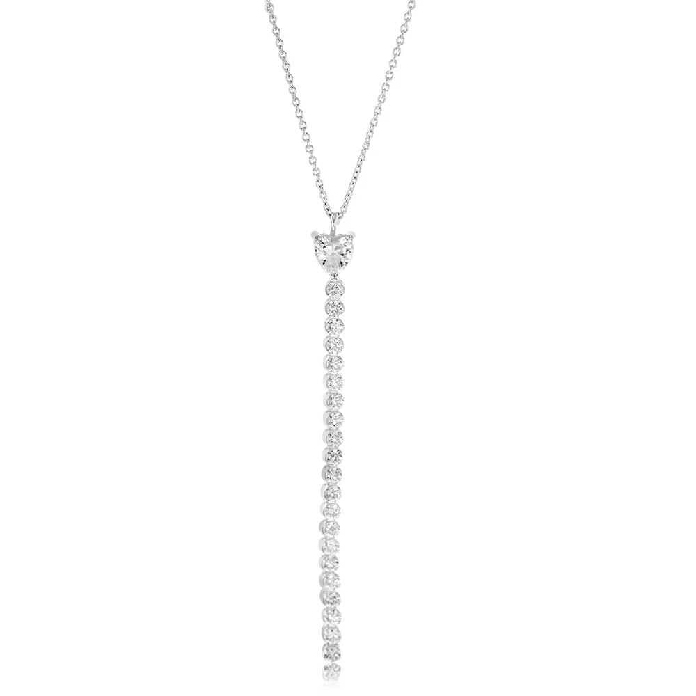 Sterling Silver Long Pendant On 45cm Chain