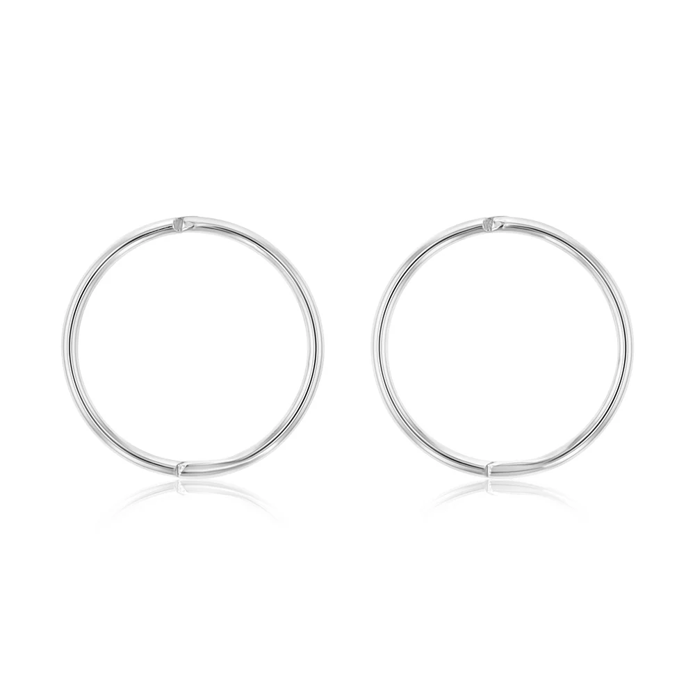 Sterling Silver Plain 15mm Sleeper Earrings