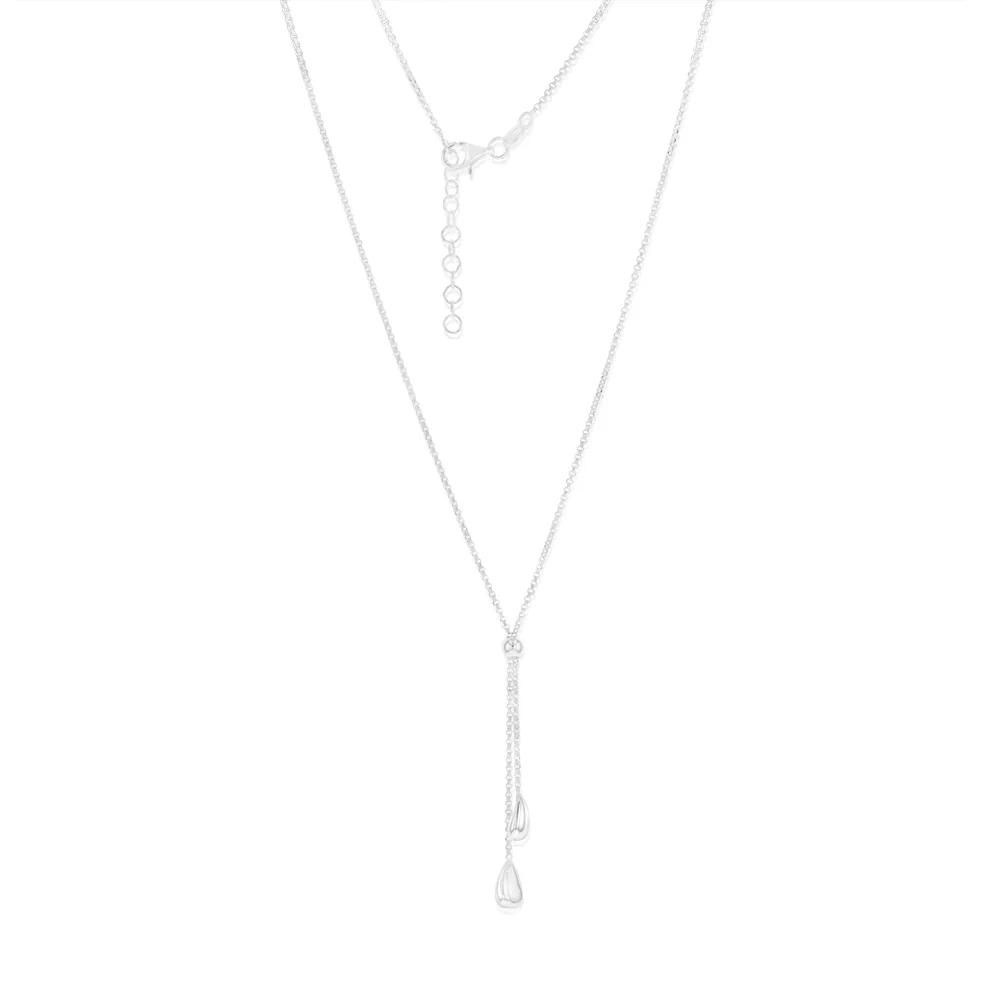 Sterling Silver Polished Double Tear Drop 45cm Chain