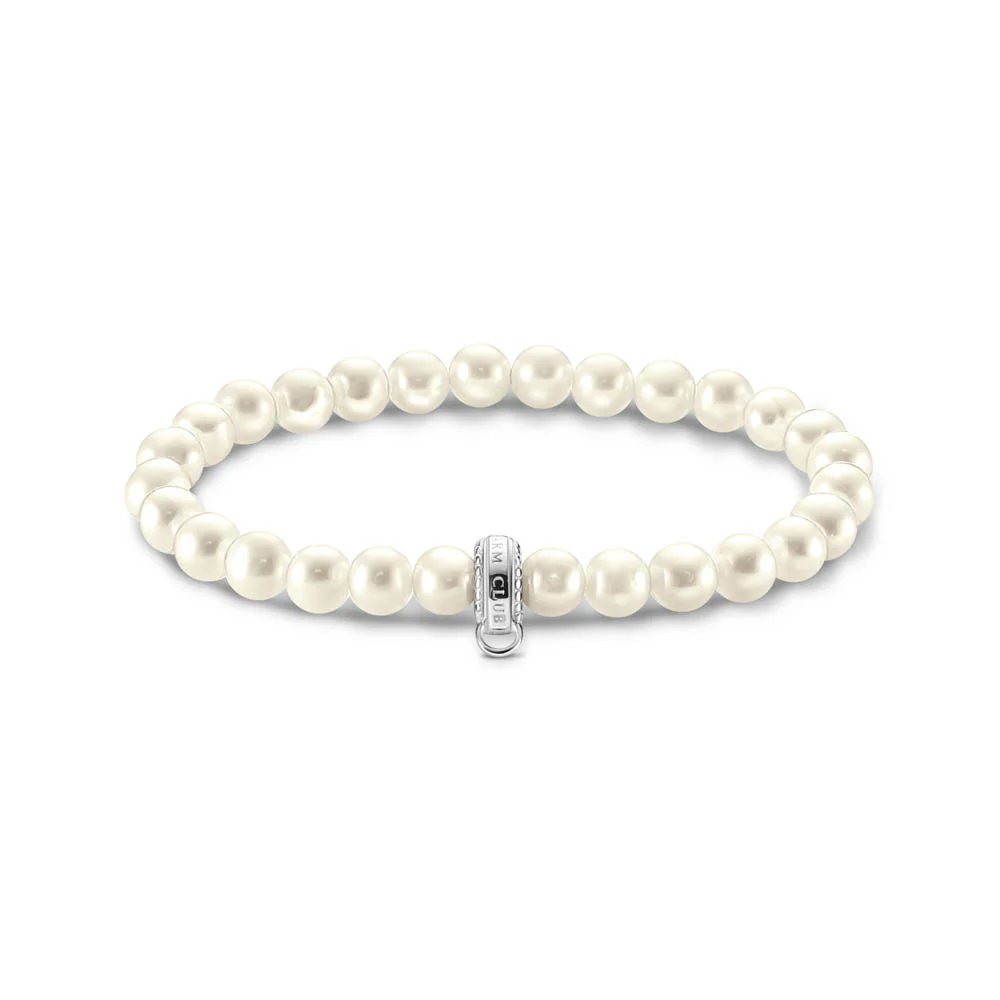 Thomas Sabo Sterling Silver Charm Club Fresh Water Pearl 17.5cm Bracelet