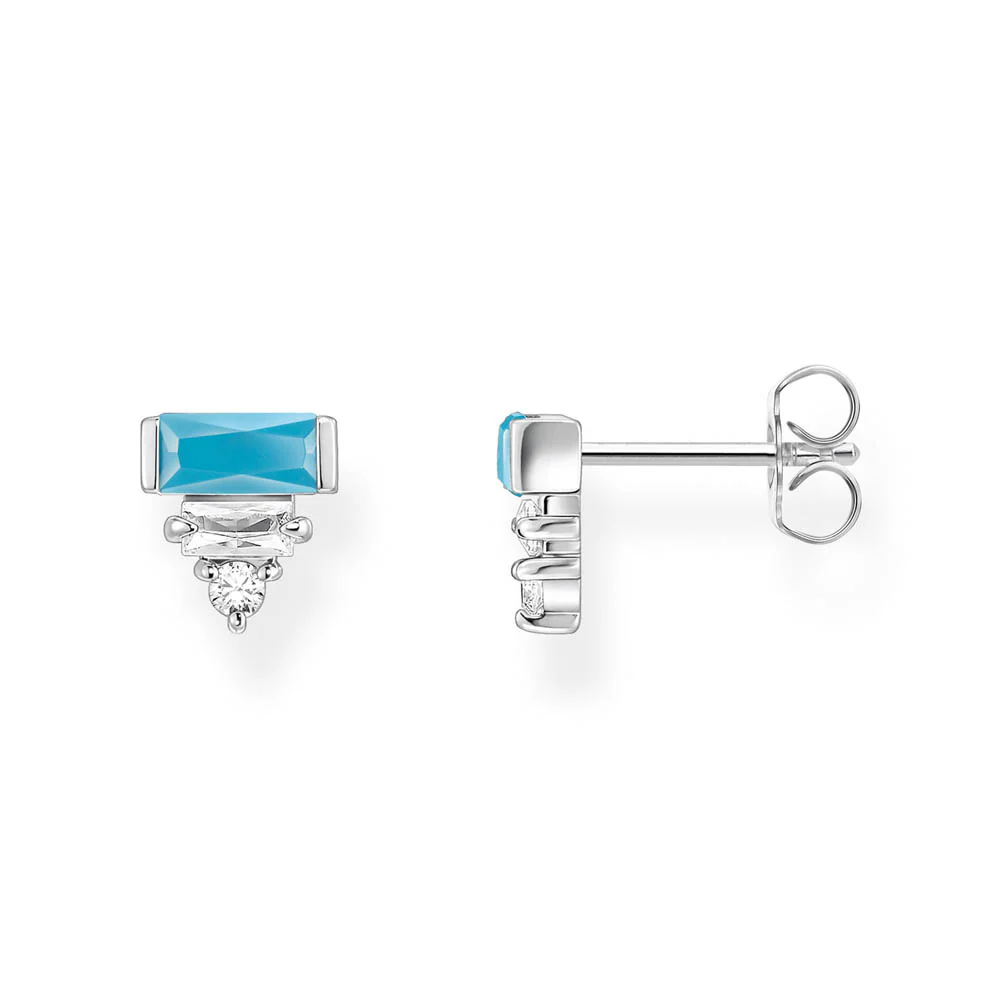 Thomas Sabo Sterling Silver Mystic Island Turqoise cubic Zirconia Earrings